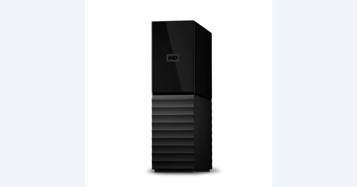 WD My Book desktop drive standing upright as separate local backup storage