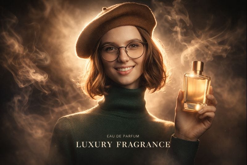 Luxury fragrance advertisement style
