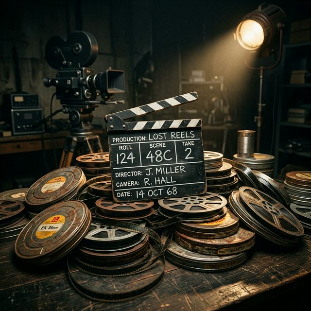 Cinematic scene with camera and low light