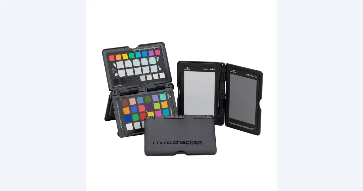 Calibrite Passport Photo 2 open to its neutral and color reference targets