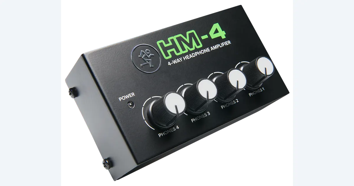 Mackie HM-4 desktop headphone amplifier with four individual volume knobs