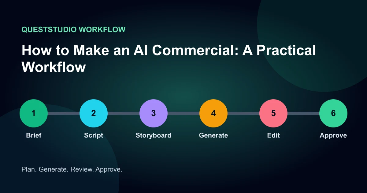 How to Make an AI Commercial: A Practical Workflow workflow infographic