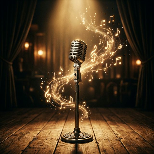 Studio microphone and headphones for voice recording