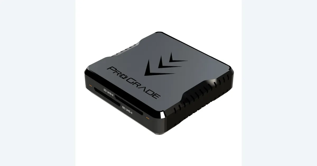 ProGrade PG08 dual-slot SD reader ready for a camera-card offload