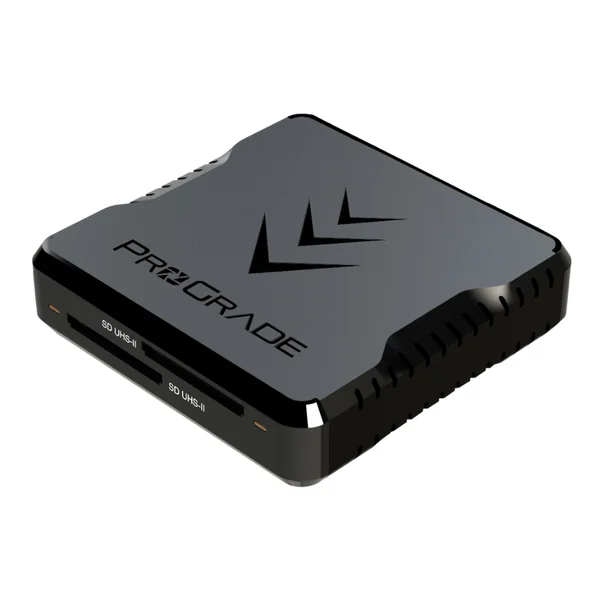 Black ProGrade PG08 reader with two full-size SD card slots