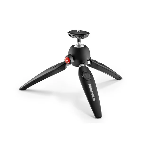 Black Manfrotto PIXI EVO mini tripod with extendable legs and ball head